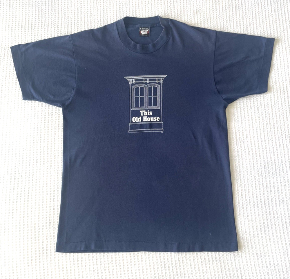 VTG This Old House T Shirt Mens L Navy USA Single Stitch Screen Stars Best 50 50